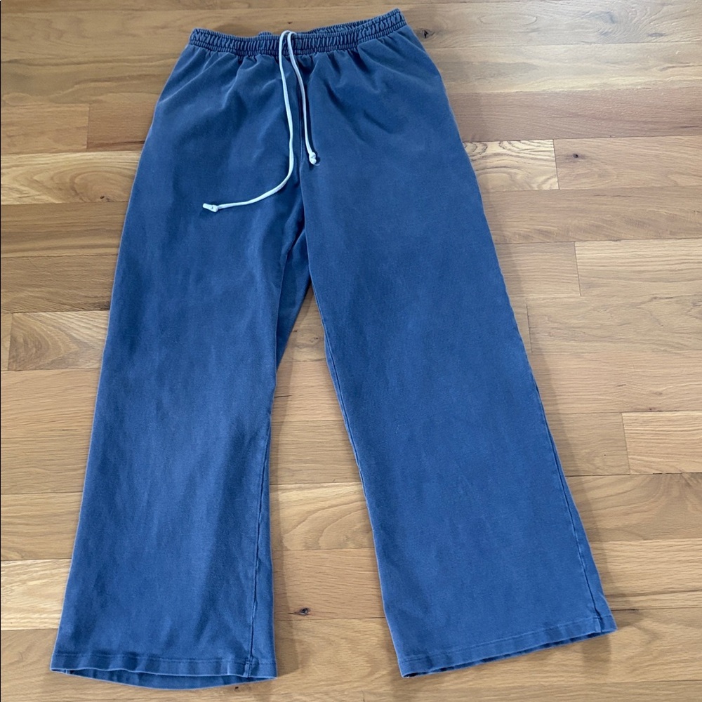 Brandy Melville Sweatpants pull on wide leg womens Blue one size loungewear